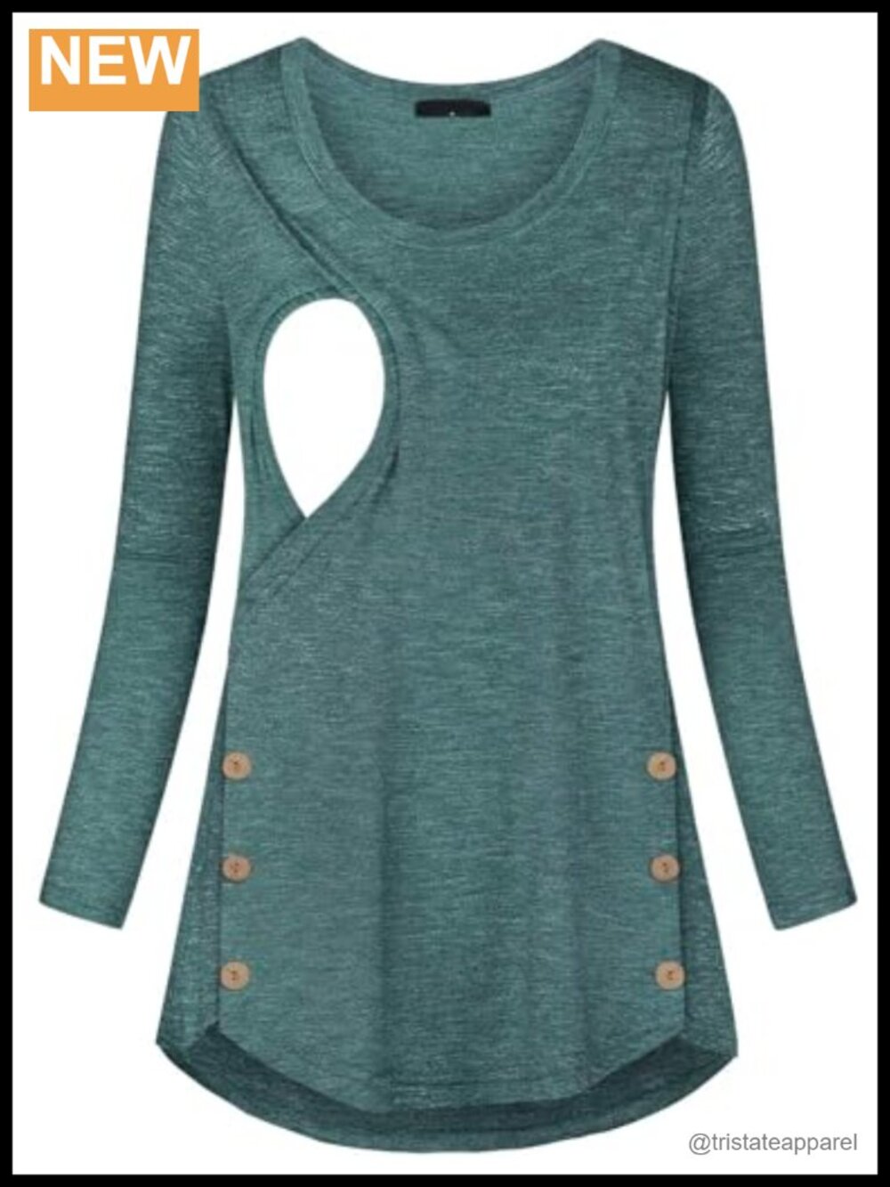 Nursing Tunic Top with Side Buttons Breastfeeding Maternity Shirt